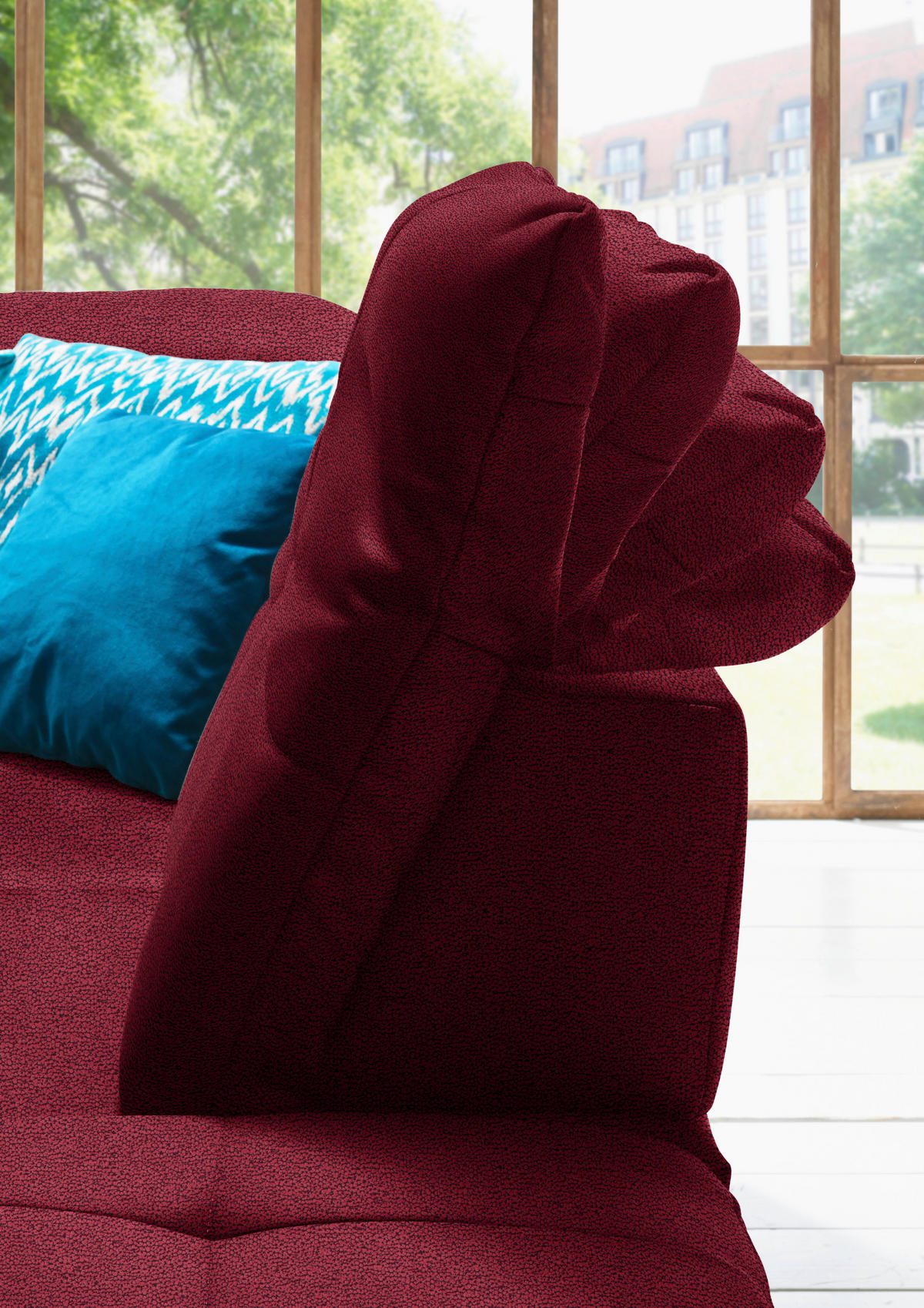 WOHNLANDSCHAFT  in Mikrofaser Weinrot  - Chromfarben/Weinrot, Design, Textil (195/371/260cm) - Beldomo Style