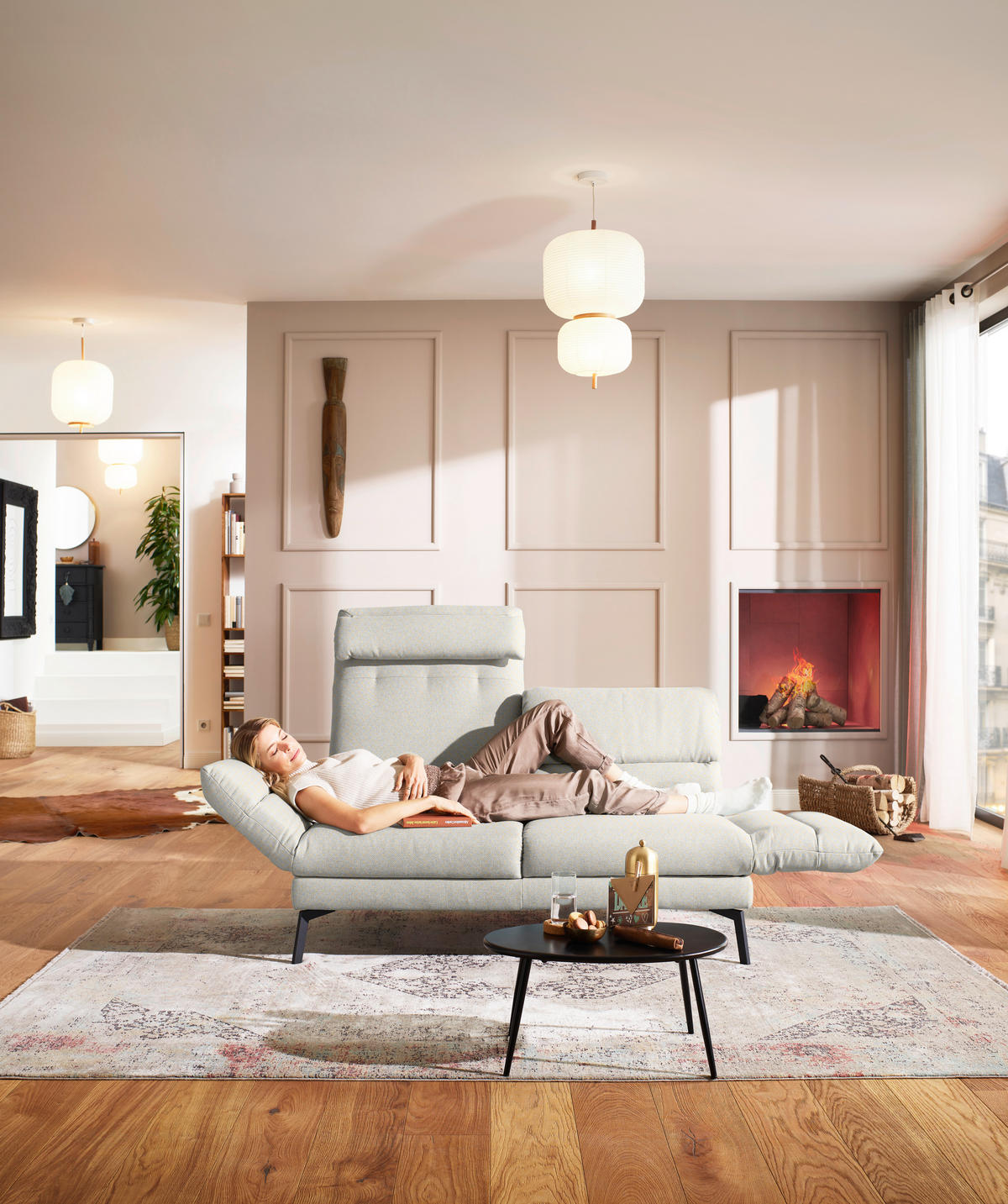 2-SITZER-SOFA Flachgewebe Naturfarben  - Schwarz/Naturfarben, Design, Textil/Metall (178-226/83-113/96-177cm) - Dieter Knoll