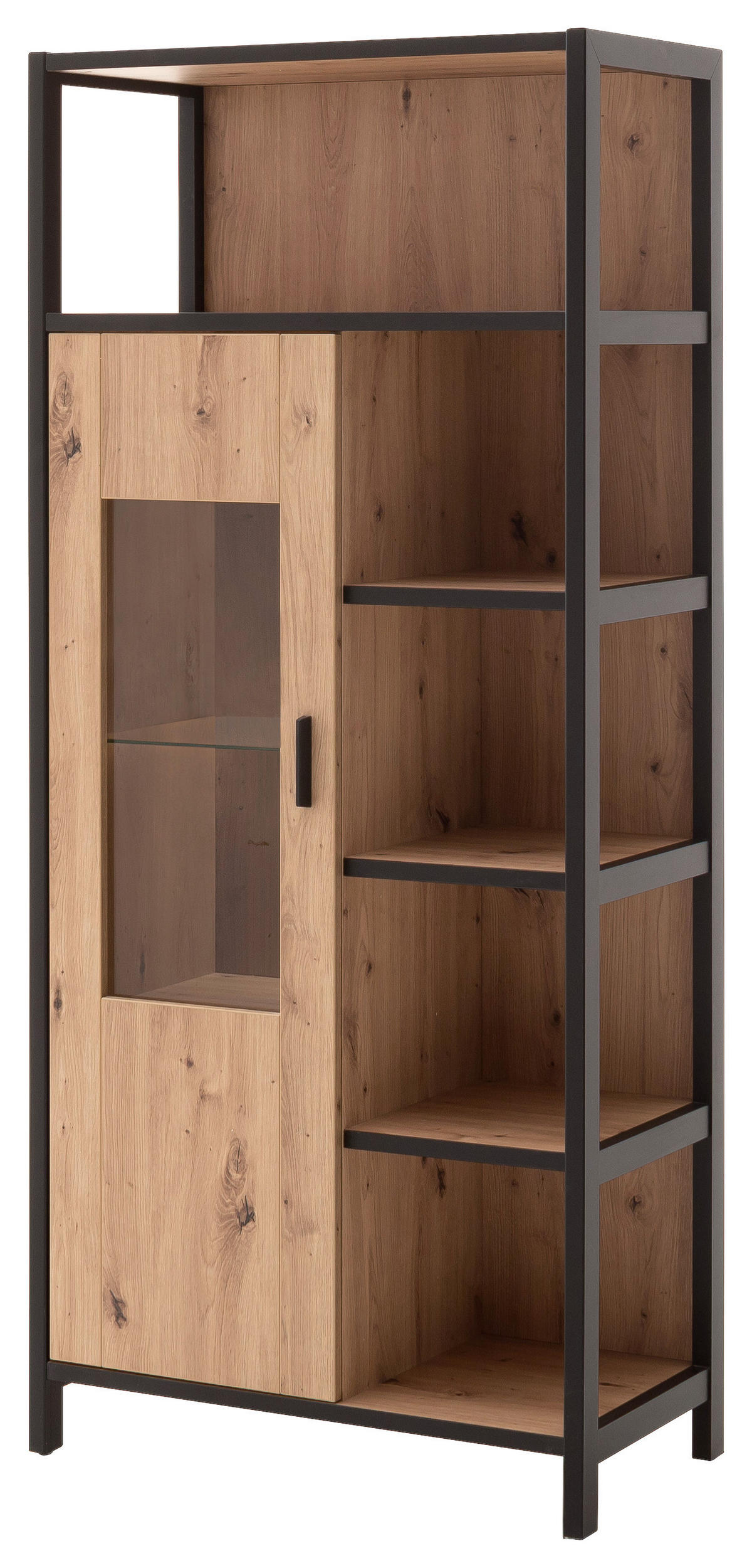 VITRINE Anthrazit, Eichefarben  76/172/40 cm  - Eichefarben/Anthrazit, Design, Glas/Holzwerkstoff (76/172/40cm) - Carryhome