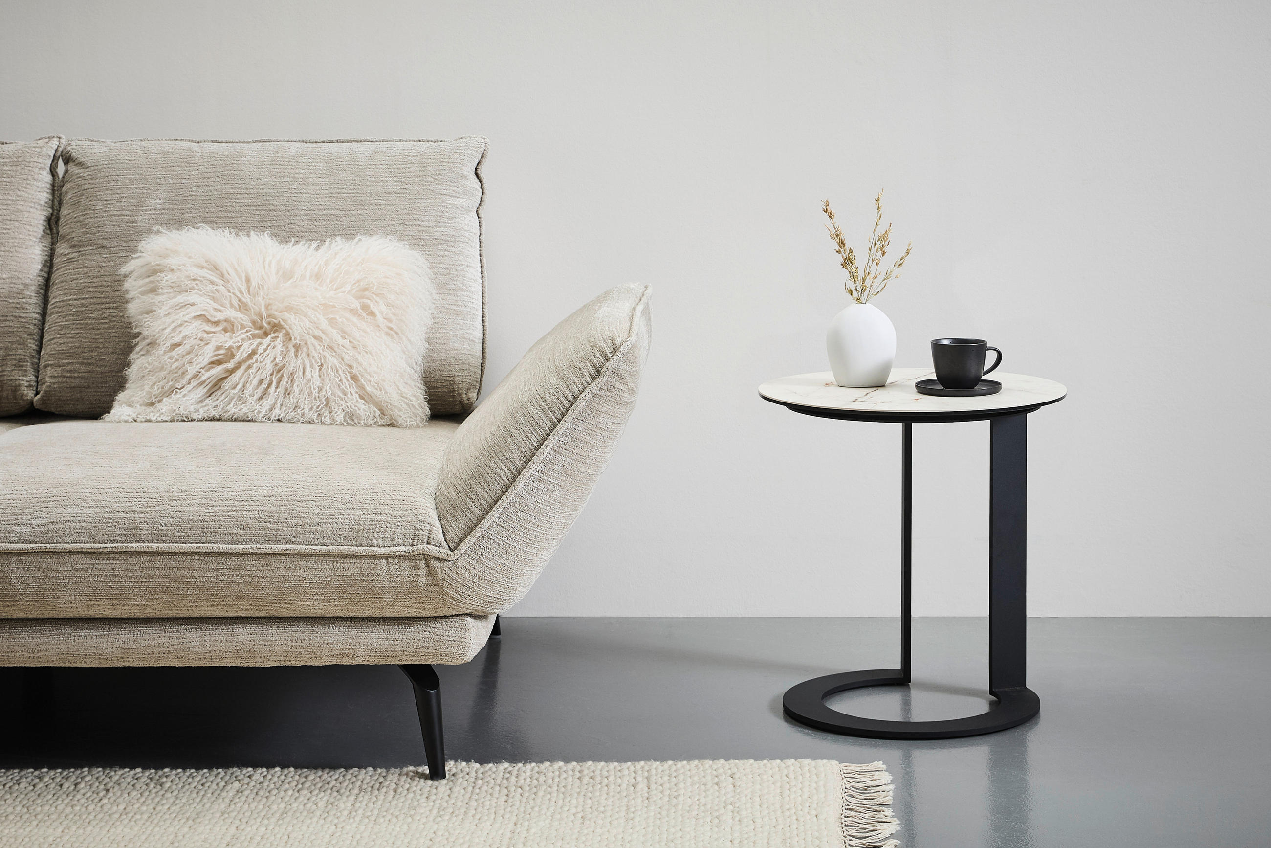 SIDOBORD i metall, glas, keramik 48/48/50 cm  - vit/svart, Design, metall/glas (48/48/50cm) - Dieter Knoll