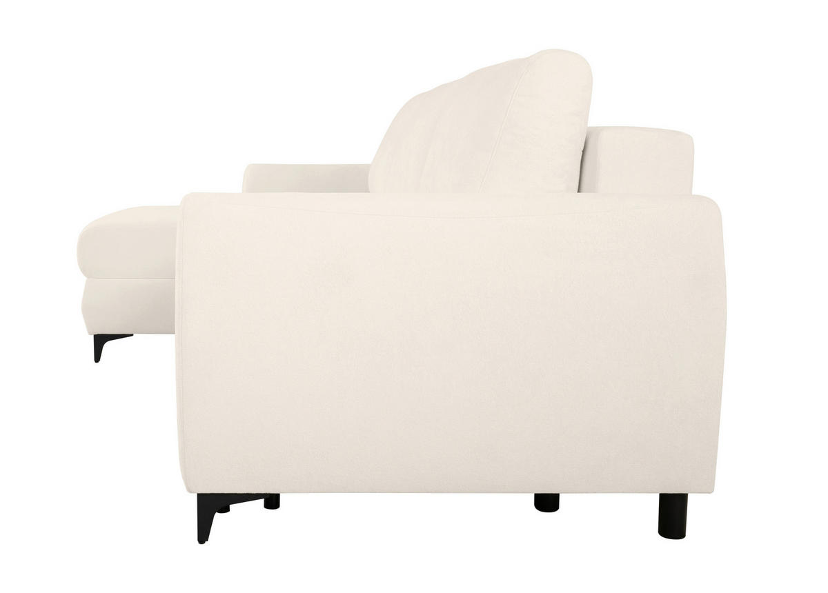 ECKSOFA Moli Creme Bouclé  - Creme/Schwarz, Design, Textil/Metall (236/148cm) - MID.YOU