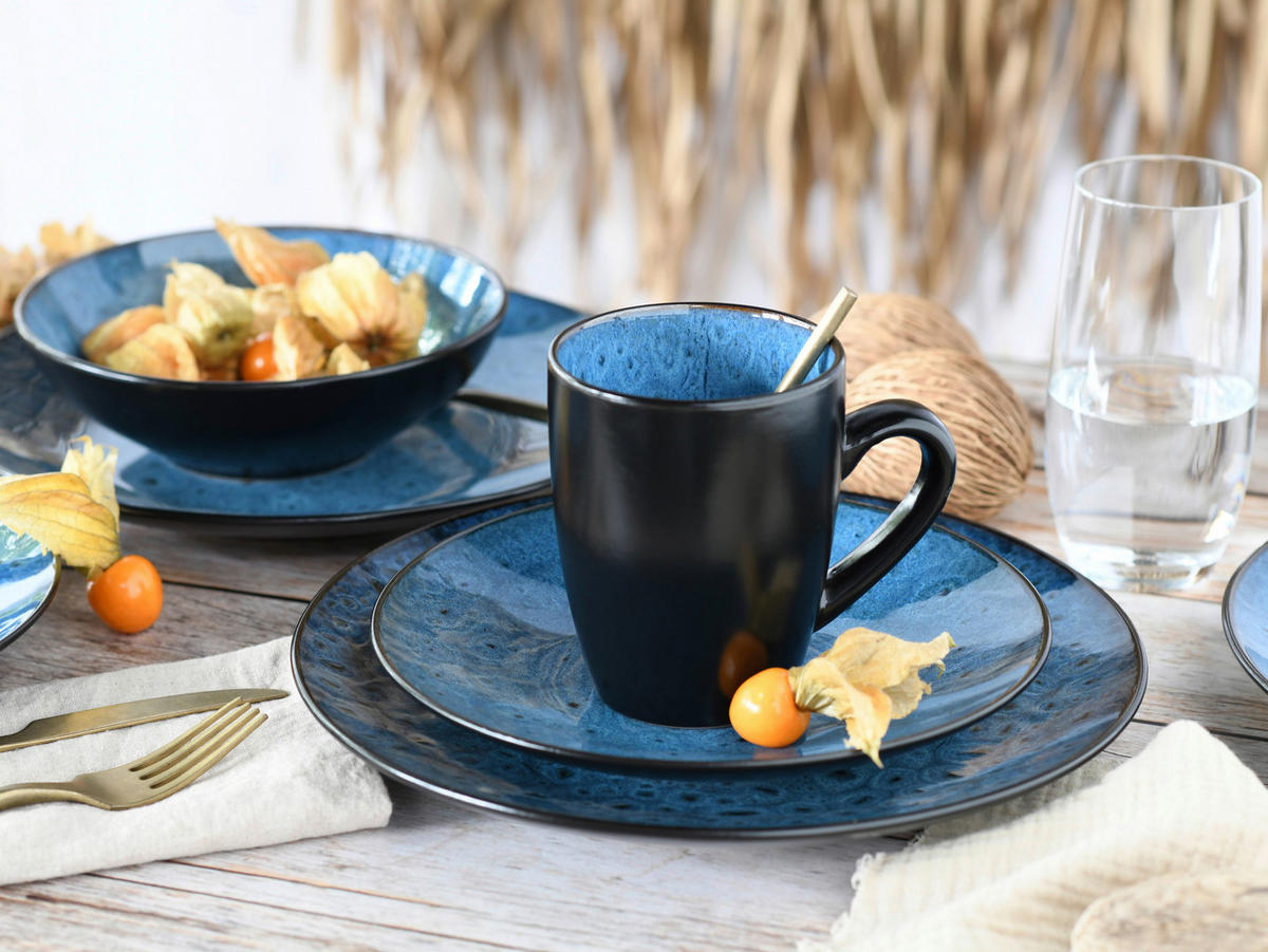 KOMPLETT SERVIS Capri 16 delar  - blå/mörkblå, Trend, keramik (40/26/31cm) - Creatable