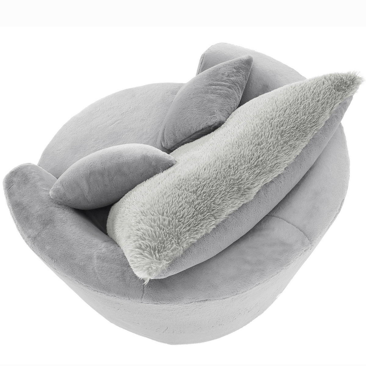 SESSEL in Plüsch Hellgrau  - Hellgrau/Schwarz, KONVENTIONELL, Textil/Metall (115/72/115cm) - Ambia Home