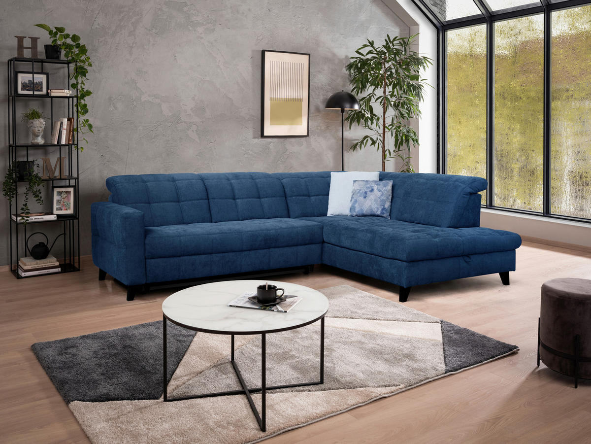 ROHOVÁ SEDACIA SÚPRAVA, textil, modrá - čierna/modrá, Design, drevo/textil (297/216cm) - Xora