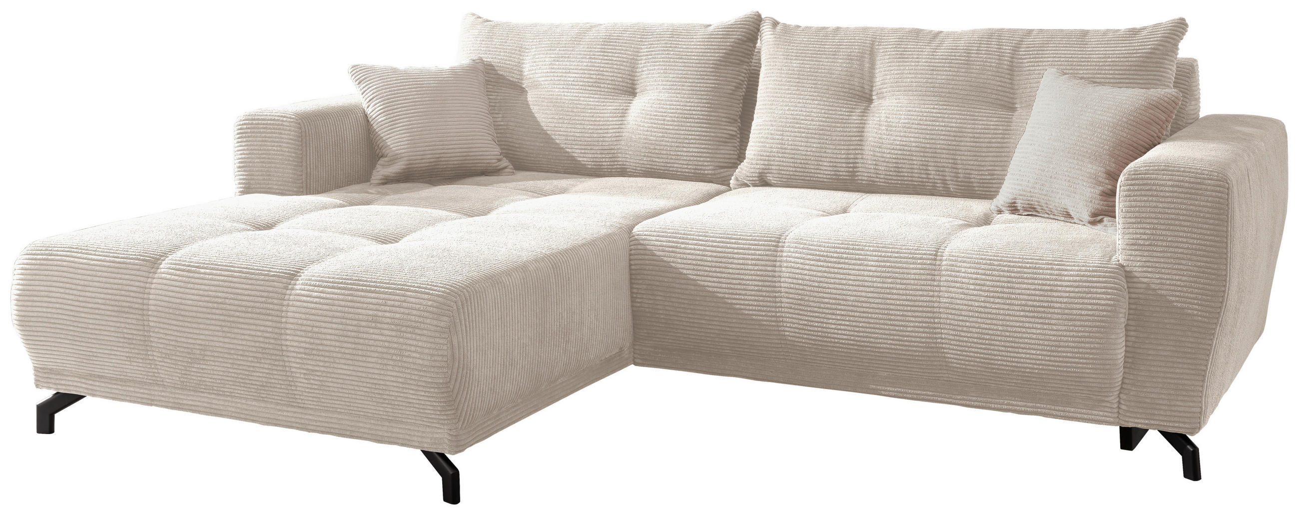 ECKSOFA in Cord Beige  177/246 cm  - Beige/Schwarz, MODERN, Holz/Textil (177/246cm) - MID.YOU