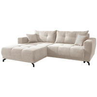 ECKSOFA in Cord Beige  - Beige/Schwarz, Modern, Holz/Textil (177/246cm) - MID.YOU