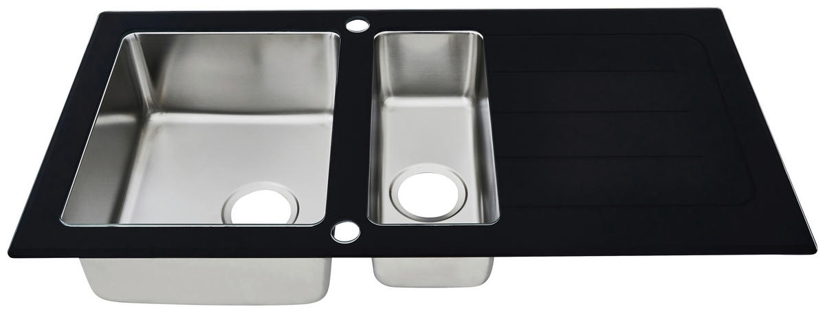 SPÜLE 1720NEWYORK100X50S  - Schwarz, Trend, Glas/Metall (100/21/50cm) - Respekta