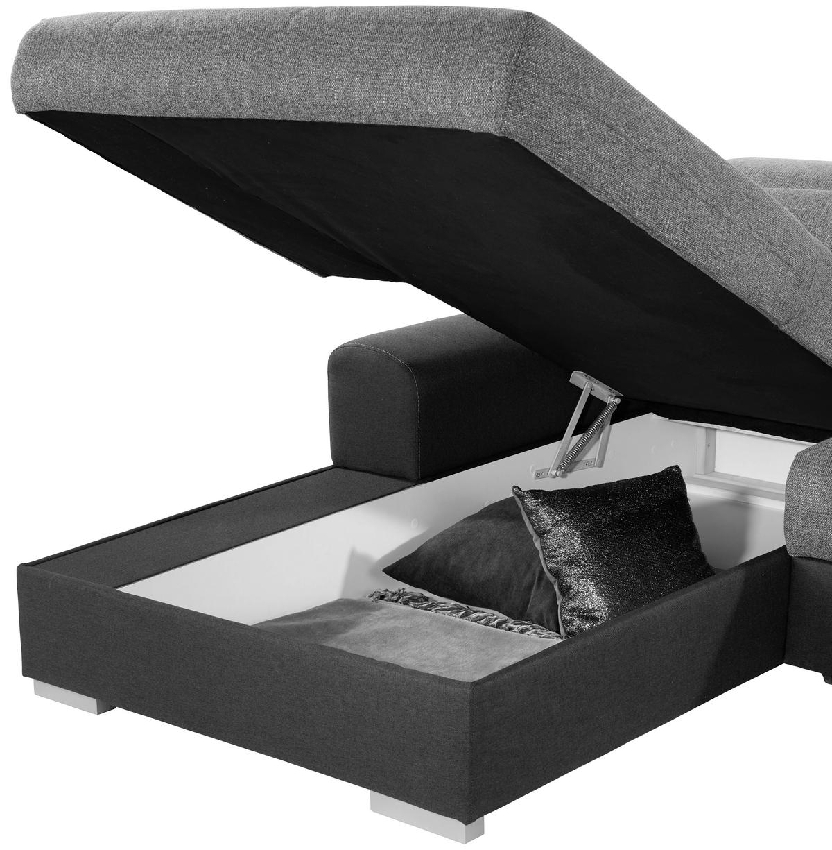 HÖRNSOFFA i vävt tyg grå, mörkgrå  - mörkgrå/silver, Klassisk, trä/textil (203/286cm) - Livetastic