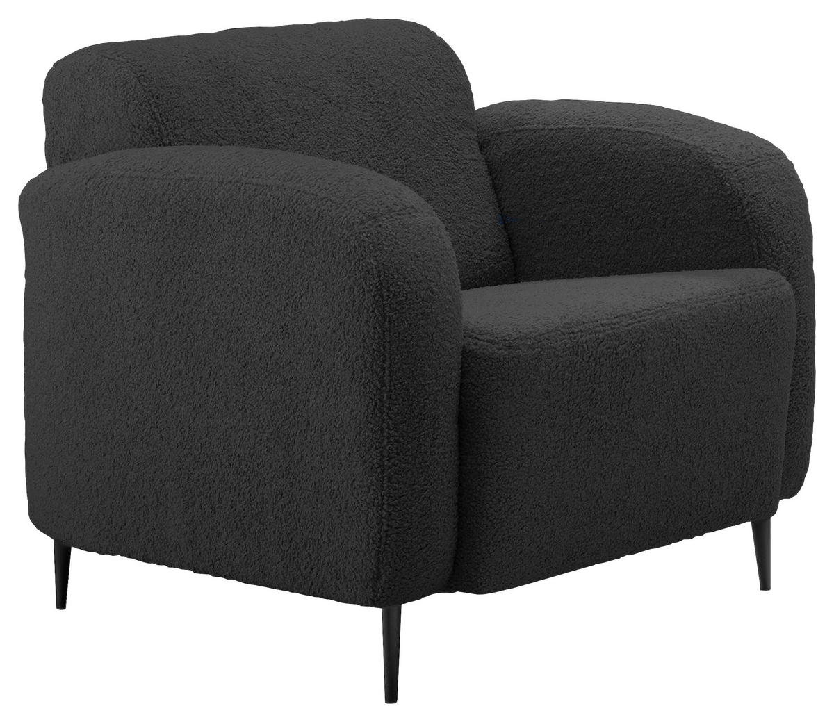 SESSEL in Teddystoff Anthrazit  - Anthrazit/Schwarz, MODERN, Textil/Metall (85/76/90cm) - Livetastic