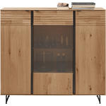 HIGHBOARD Eichefarben  139/127/44 cm  - Eichefarben/Anthrazit, Natur, Glas/Holz (139/127/44cm) - Valnatura