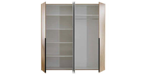KLEIDERSCHRANK in Weiß, Eichefarben - Eichefarben/Schwarz, KONVENTIONELL, Holzwerkstoff/Kunststoff (200/210/53cm) - Carryhome