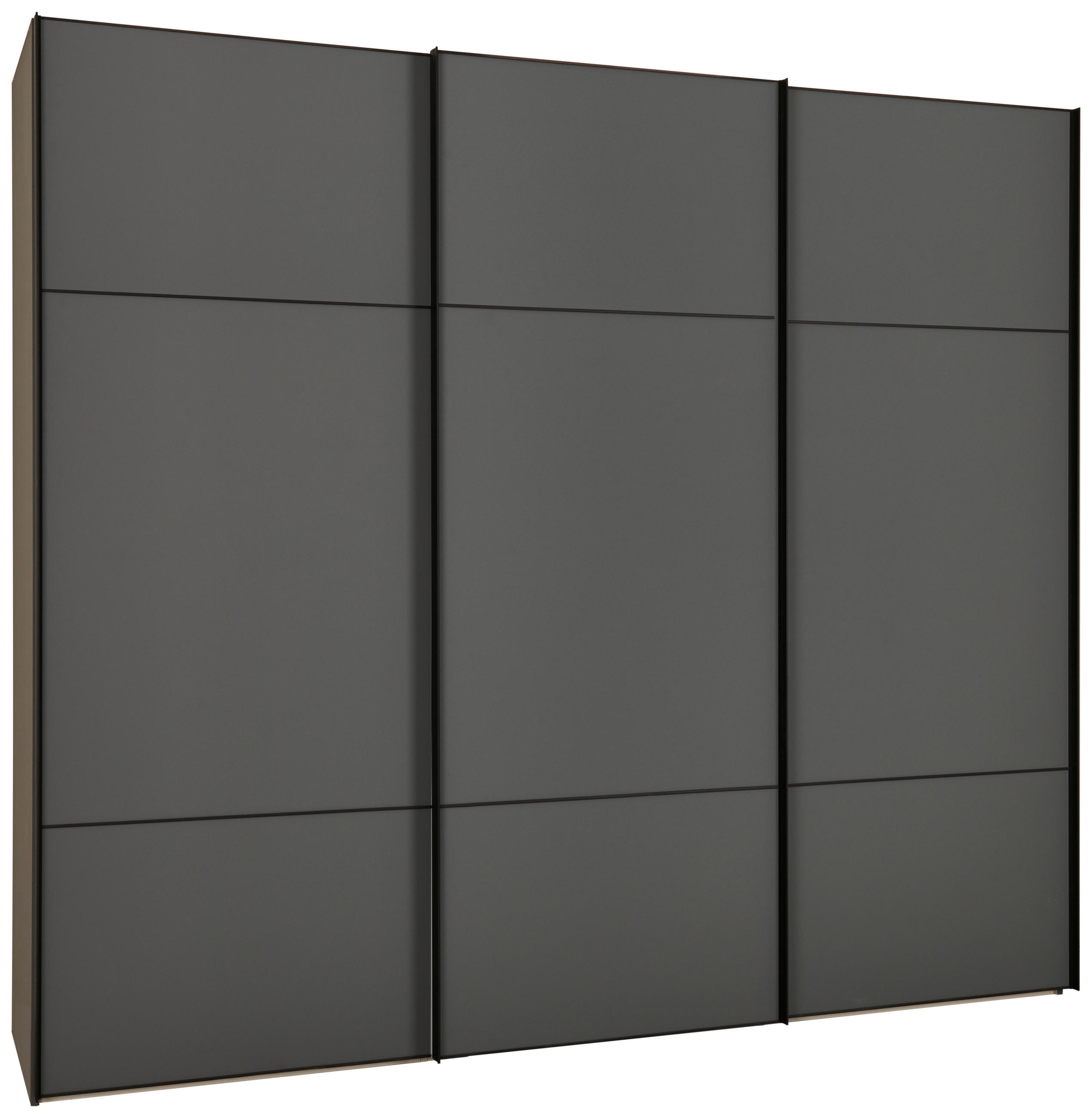 SCHWEBETÜRENSCHRANK 280/222/68 cm 3-türig Grau  - Schwarz/Grau, Design, Glas/Holzwerkstoff (280/222/68cm) - Moderano
