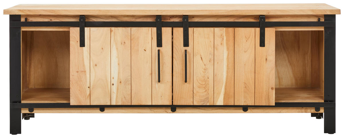 NÍZKA KOMODA, akácia, čierna, prírodná farba, 160/60/42 cm - svetlohnedá/čierna, Modern, kov/drevo (160/60/42cm) - MID.YOU