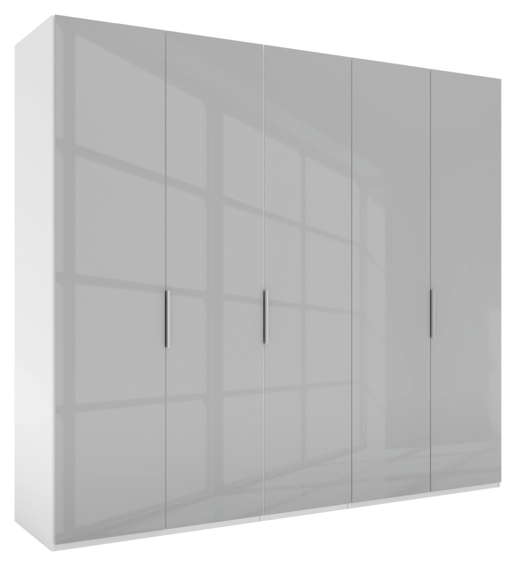 DREHTÜRENSCHRANK 250/223/62 cm 5-türig Grau, Weiß  - Alufarben/Weiß, KONVENTIONELL, Glas/Holzwerkstoff (250/223/62cm) - Novel