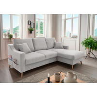ECKSOFA in Chenille Grau  - Naturfarben/Grau, MODERN, Holz/Textil (228/150cm) - Livetastic