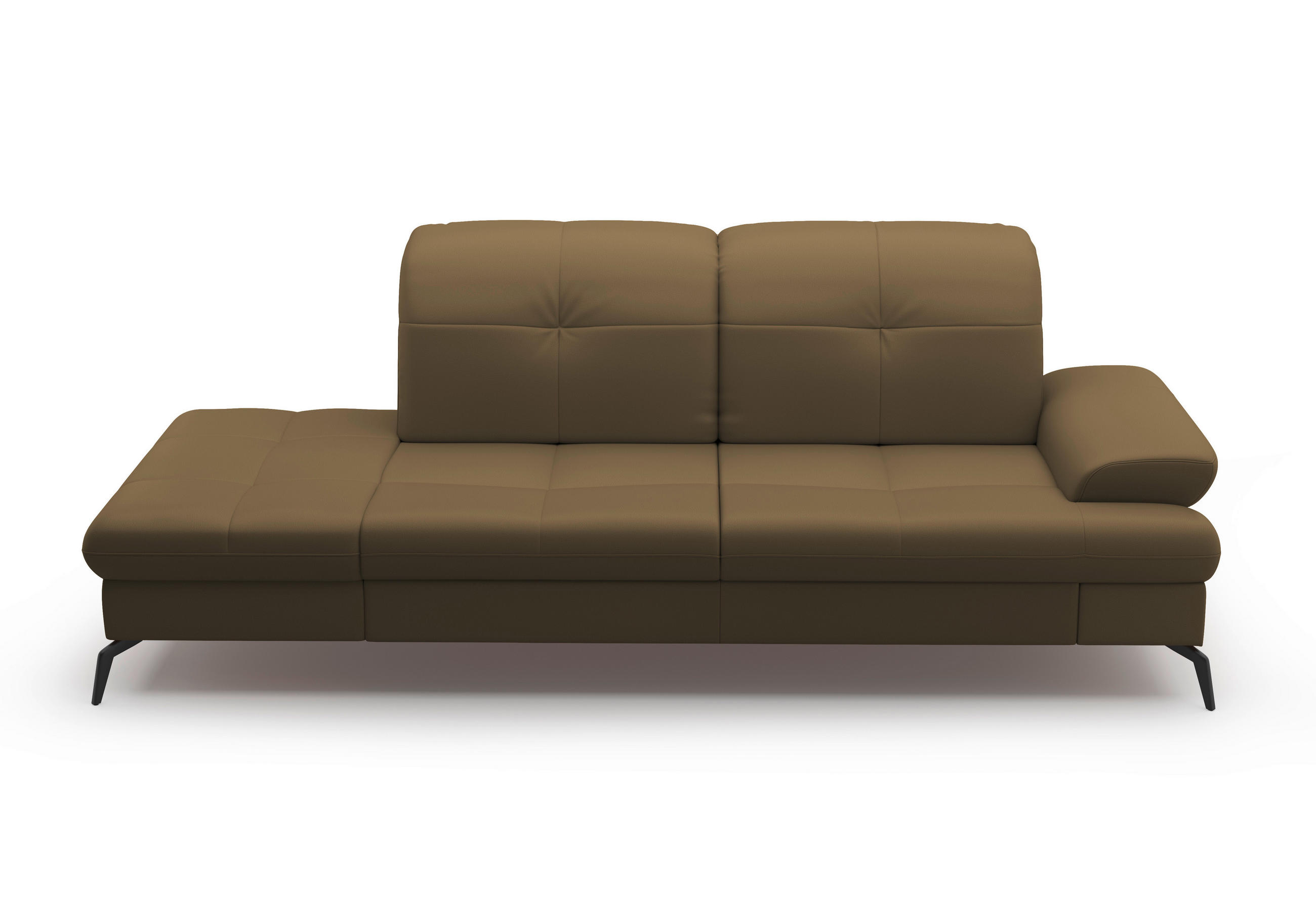 RÉCAMIERE Olivgrün Kombination Echtleder/Stoff Vliesstoff  - Schwarz/Olivgrün, KONVENTIONELL, Leder/Textil (231/90/122cm) - Sit & More