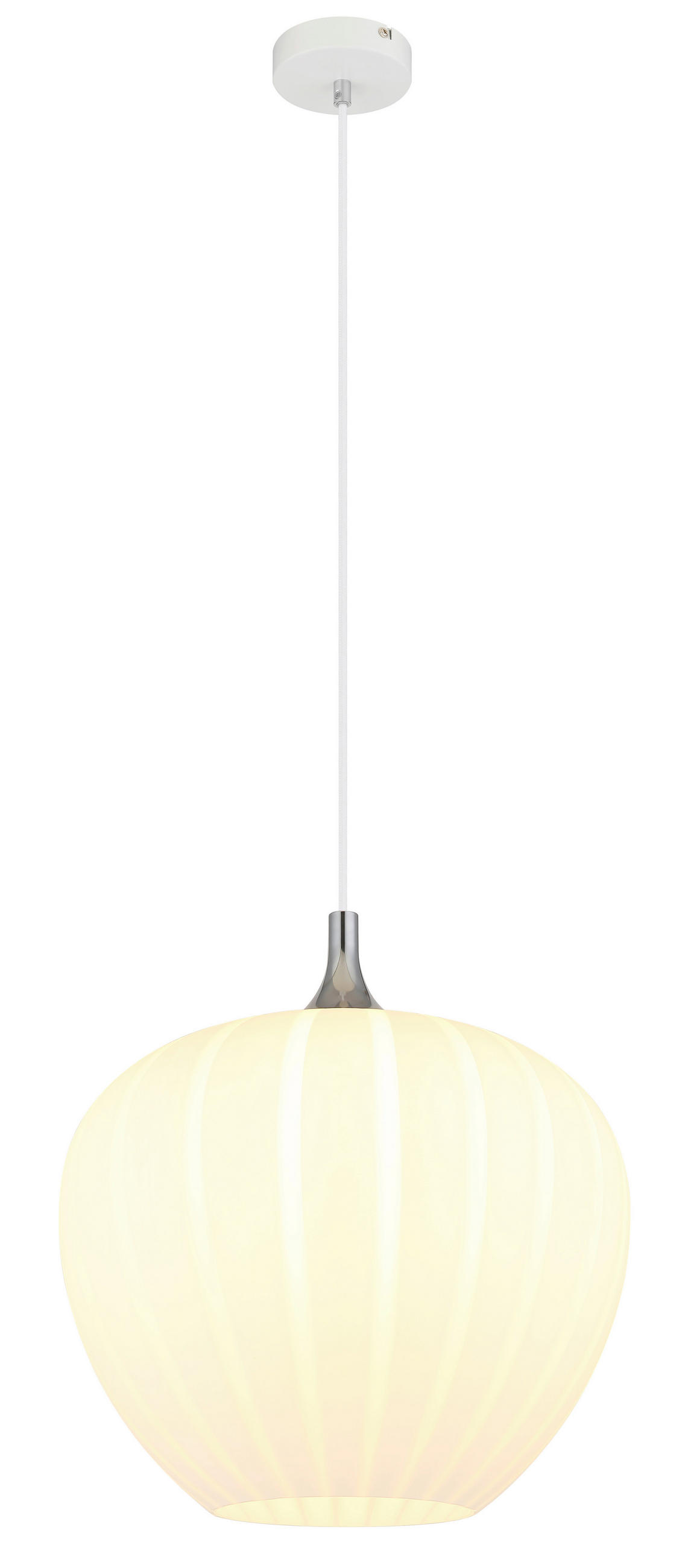 HÄNGELEUCHTE 40/120 cm    - Chromfarben/Weiss, Konventionell, Glas/Metall (40/120cm) - Globo