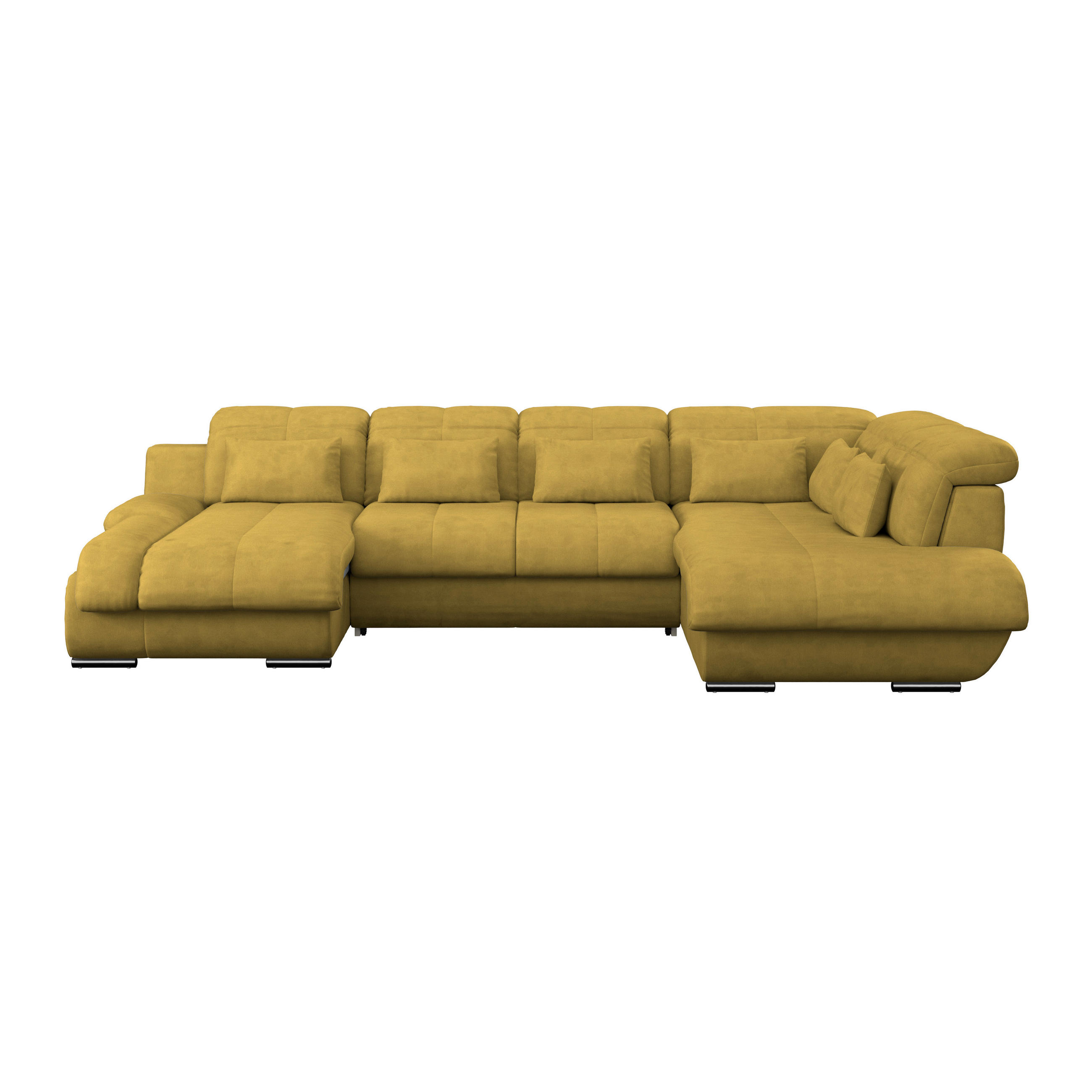 WOHNLANDSCHAFT in Mikrofaser Senfgelb  - Chromfarben/Senfgelb, Modern, Textil/Metall (184/345/228cm) - MID.YOU