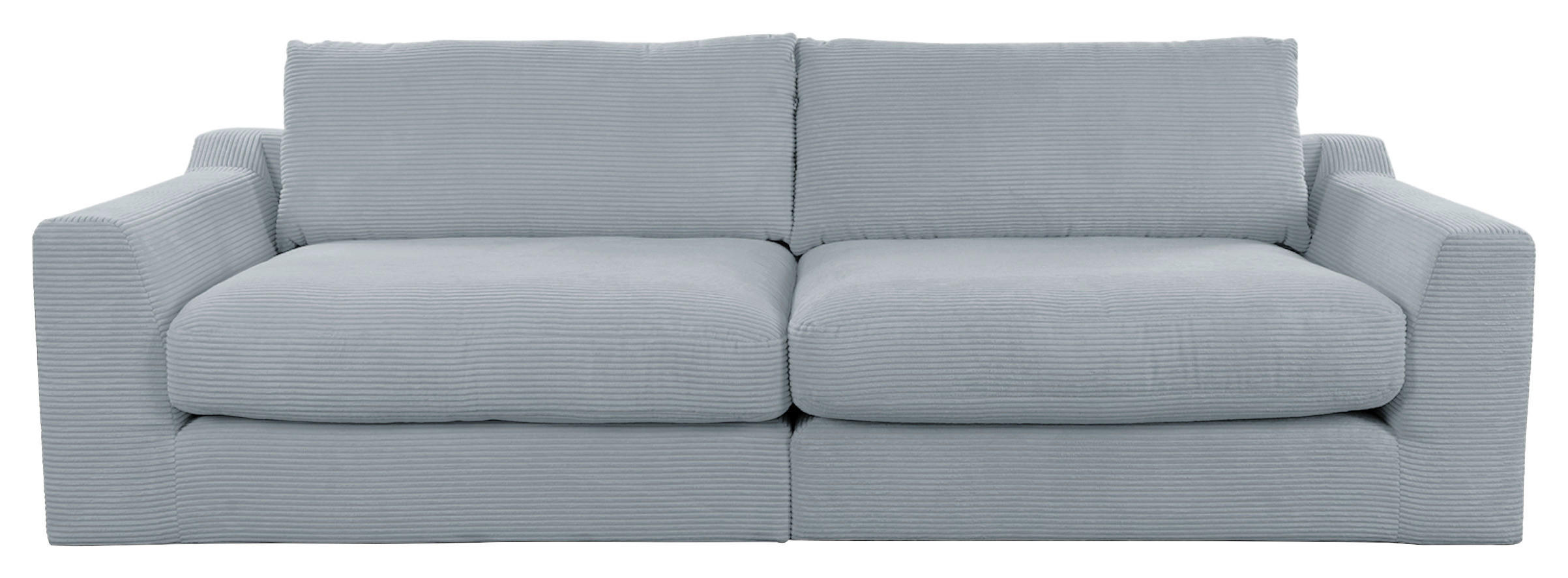 BIGSOFA  in Cord Silberfarben  - Silberfarben/Schwarz, Design, Kunststoff/Textil (276/90/109cm) - home24