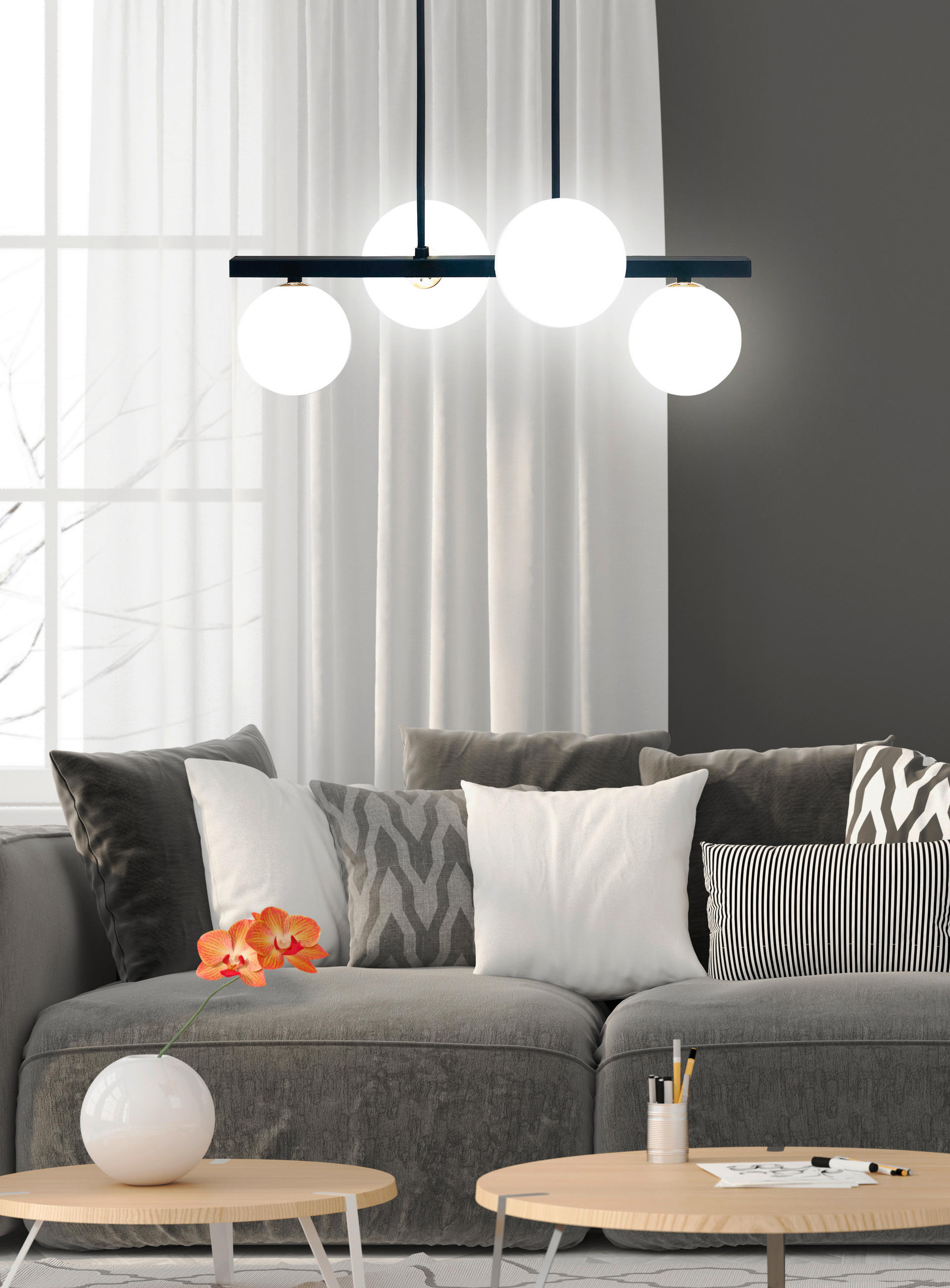 PENDELLEUCHTE Kama 59/35/83 cm   - Goldfarben/Schwarz, Design, Metall (59/35/83cm)