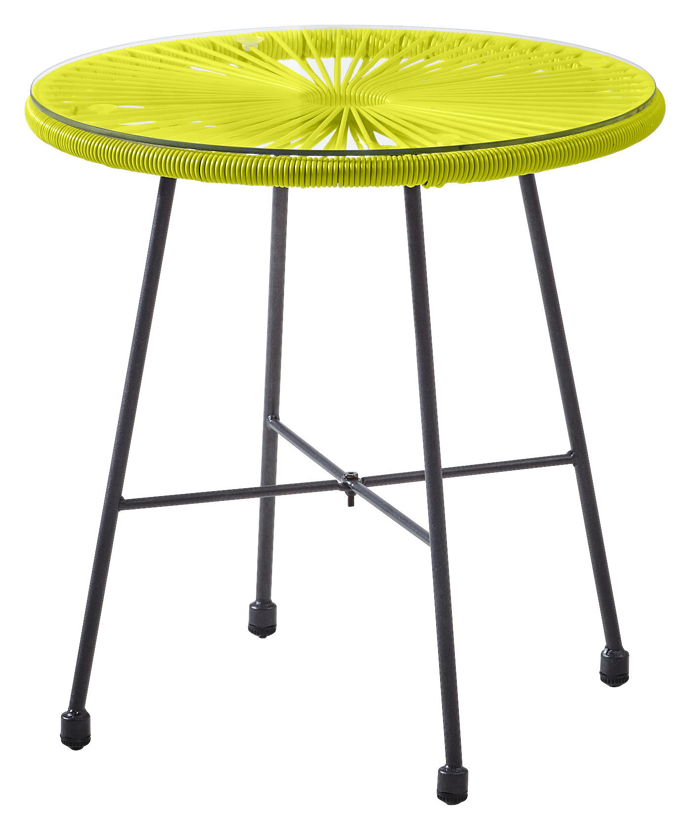 GARTENBEISTELLTISCH Metall, Kunststoff, Glas - Gelb/Schwarz, Design, Glas/Kunststoff (50/52cm) - Ambia Garden