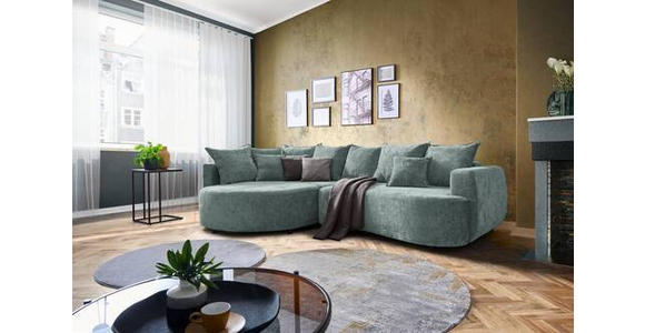 ECKSOFA in Chenille Mintgrün  - Schwarz/Mintgrün, Design, Kunststoff/Textil (194/307cm) - Carryhome