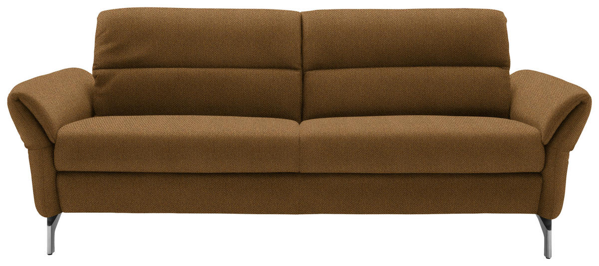 2,5-SITZER in Flachgewebe Senfgelb  - Senfgelb/Nickelfarben, Design, Textil/Metall (212/87/100cm) - Schöner Wohnen