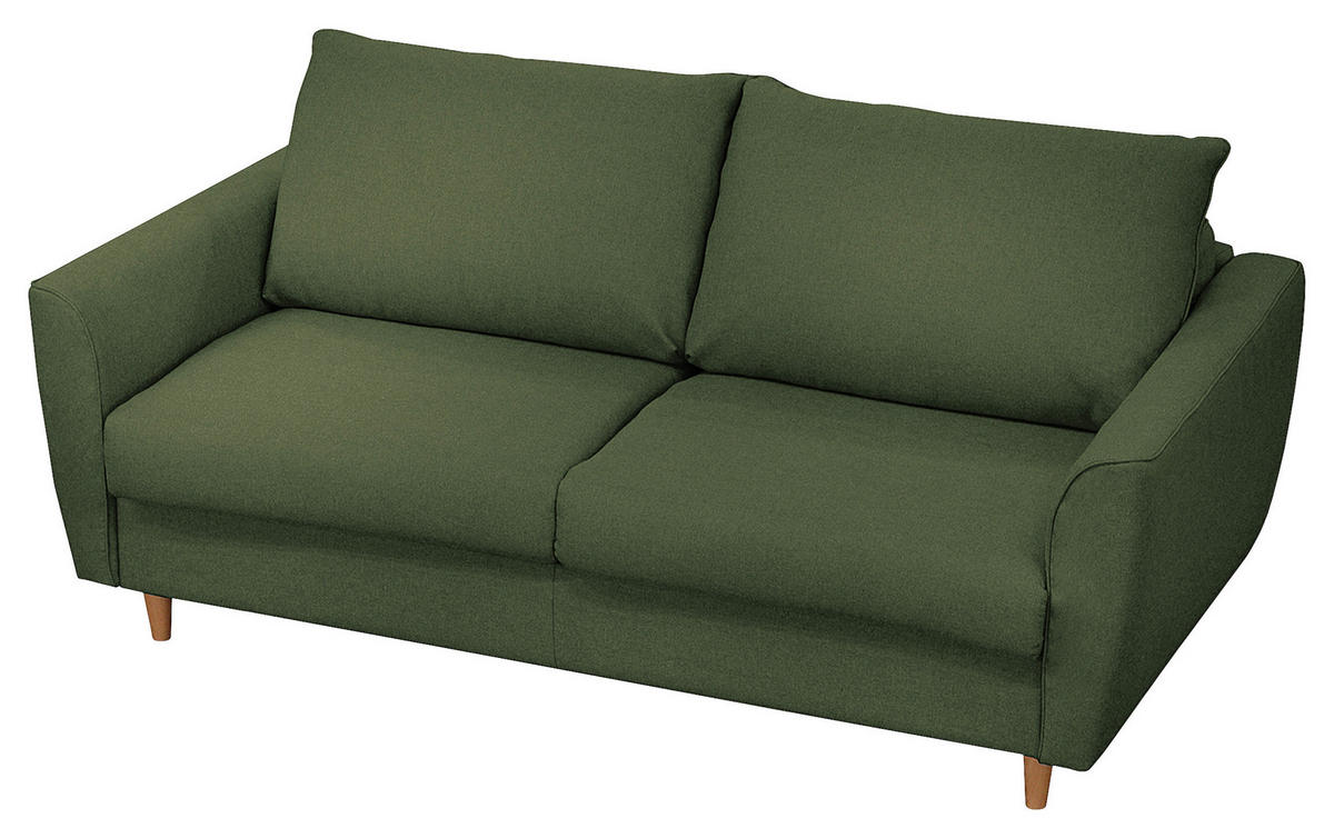SCHLAFSOFA Flachgewebe Dunkelgrün  - Dunkelgrün/Buchefarben, Design, Holz/Textil (195/90/102cm) - Livetastic