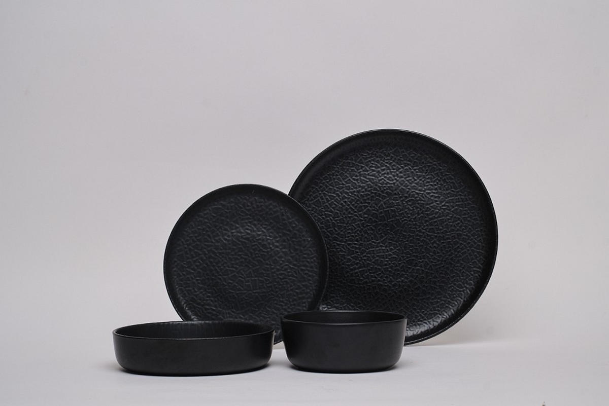 ÉTKÉSZLET 16 részes  - fekete, Trend, kerámia - Novel