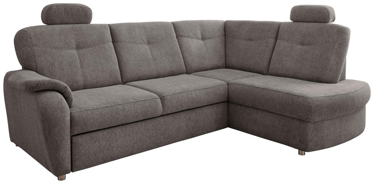 ECKSCHLAFSOFA in Chenille Graubraun  - Chromfarben/Graubraun, Modern, Kunststoff/Textil (264/180cm) - Livetastic