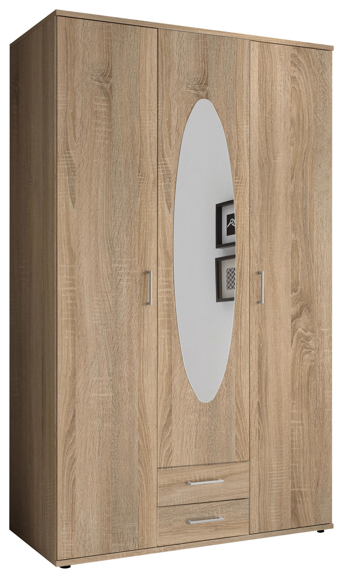 DREHTÜRENSCHRANK 159/195/55 cm 3-türig Sonoma Eiche  - Alufarben/Sonoma Eiche, Basics, Glas/Holzwerkstoff (159/195/55cm)