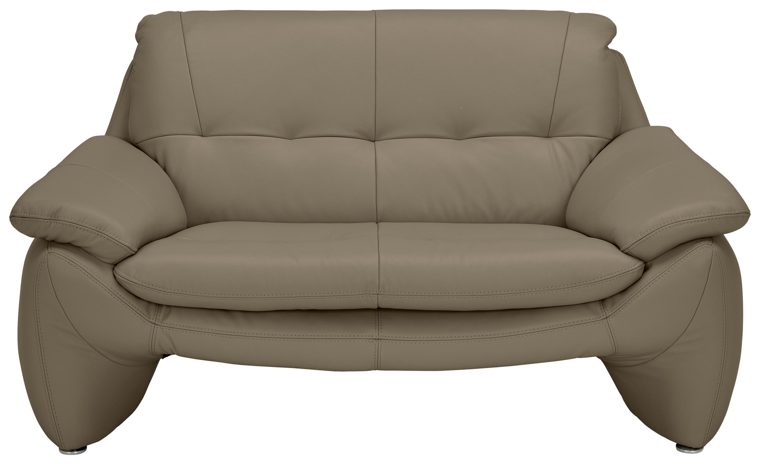2-SITZER-SOFA Mokka Echtleder  - Silberfarben/Mokka, KONVENTIONELL, Leder/Metall (154/86/91cm) - Celina Home