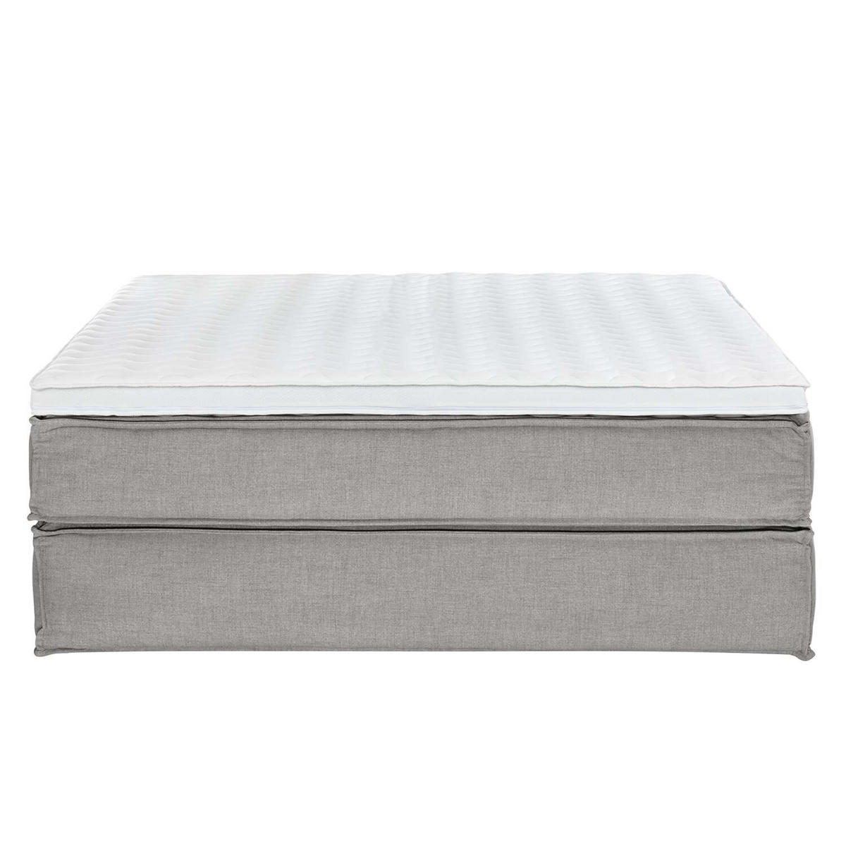 BOXSPRINGBETT 200/200 cm  in Hellgrau  - Hellgrau/Schwarz, Design, Textil (200/200cm) - home24