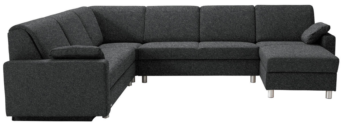 WOHNLANDSCHAFT  in Mikrovelours Anthrazit  - Anthrazit/Alufarben, KONVENTIONELL, Textil (237/323/158cm) - Sedda