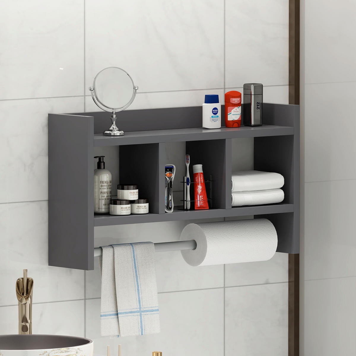 KÖKSHYLLA 64/35/15 cm  i antracit  - antracit, Design, trämaterial (64/35/15cm) - Livetastic