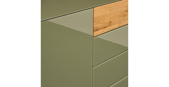 SIDEBOARD Eichefarben, Olivgrün 189/90/42 cm - Eichefarben/Olivgrün, Design, Glas/Holz (189/90/42cm) - Novel
