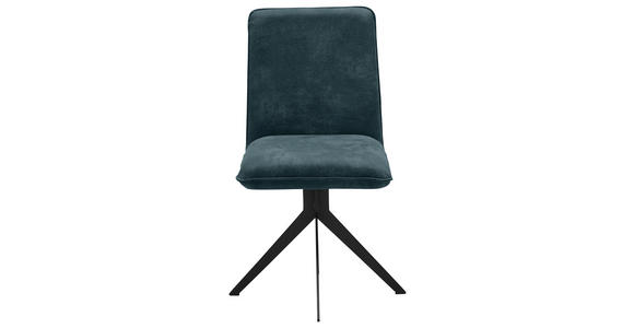 STUHL in Stahl Lederlook Metall, Textil - Petrol/Schwarz, Design, Textil/Metall (46,5/87/64cm) - Voleo