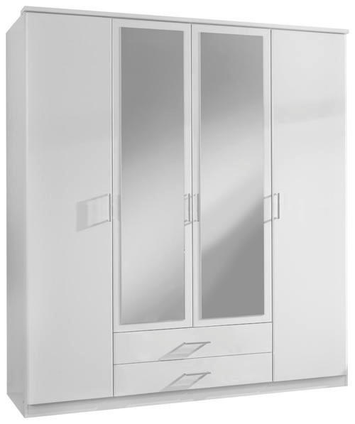 DREHTÜRENSCHRANK in Weiss - Weiss/Alufarben, Konventionell, Glas/Holzwerkstoff (180/199/58cm) - MID.YOU