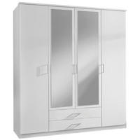 GARDEROB MED GÅNGJÄRN 180/199/58 cm 4-dörrar - vit/aluminiumfärg, Klassisk, trämaterial/glas (180/199/58cm) - MID.YOU