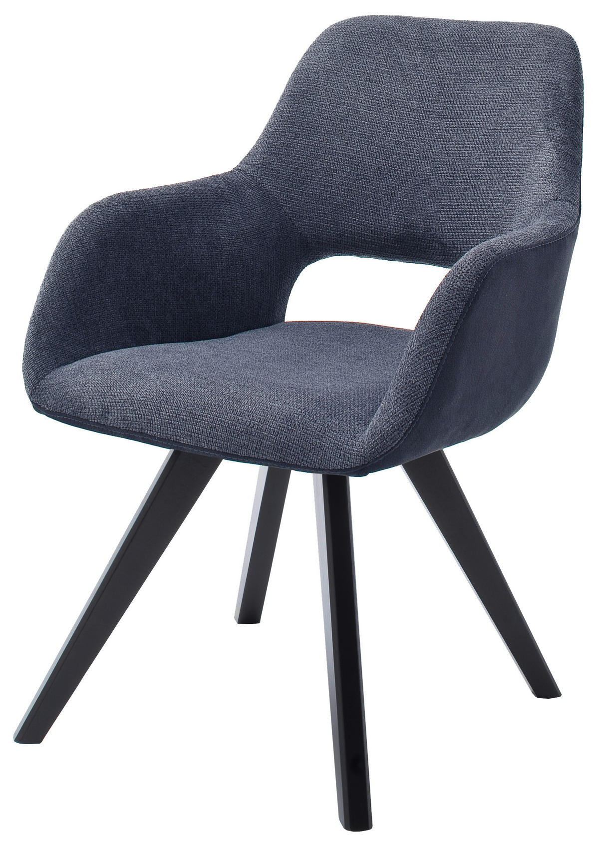 ARMLEHNSTUHL  in Flachgewebe, Mikrofaser  - Blau/Schwarz, Design, Holz/Textil (56/86/64cm) - Lomoco