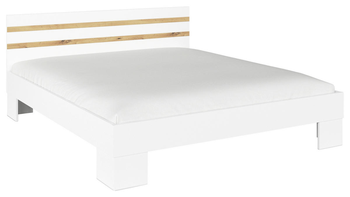 BETT 180/200 cm,  in Weiß, Eiche Artisan,  - Eiche Artisan/Weiß, KONVENTIONELL (180/200cm)