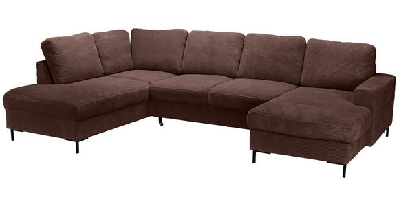 WOHNLANDSCHAFT Dunkelbraun Cord  - Dunkelbraun/Schwarz, KONVENTIONELL, Textil/Metall (197/303/148cm) - Carryhome