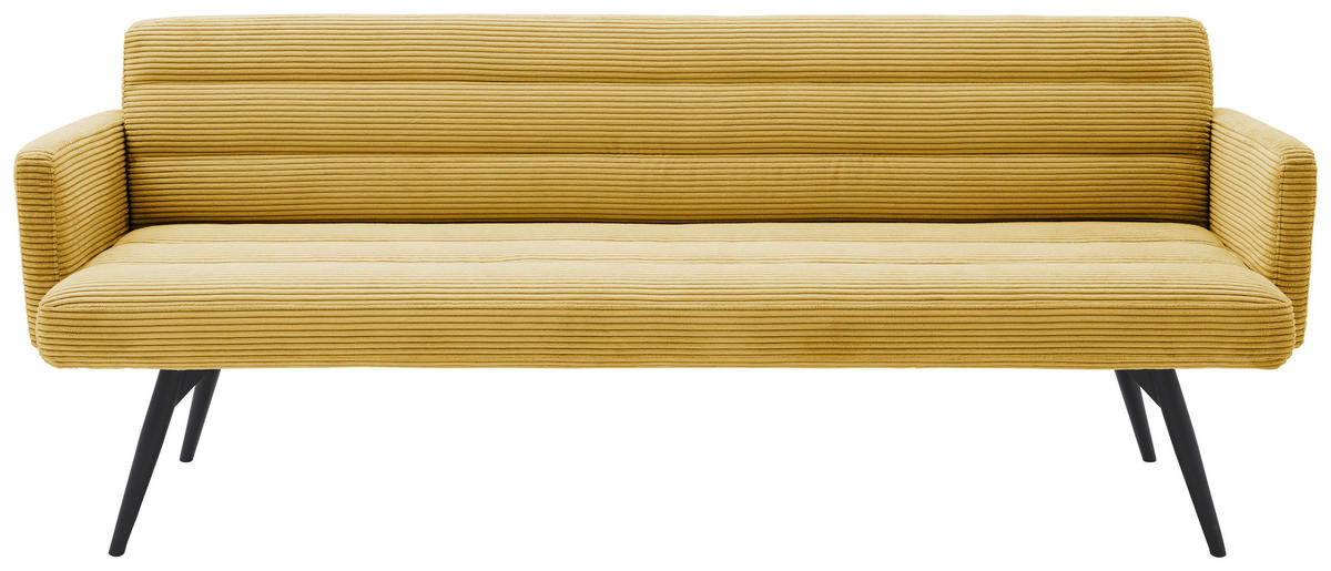 SITZBANK in Textil Gelb  - Gelb/Schwarz, Design, Textil/Metall (216/86/68cm) - Dieter Knoll
