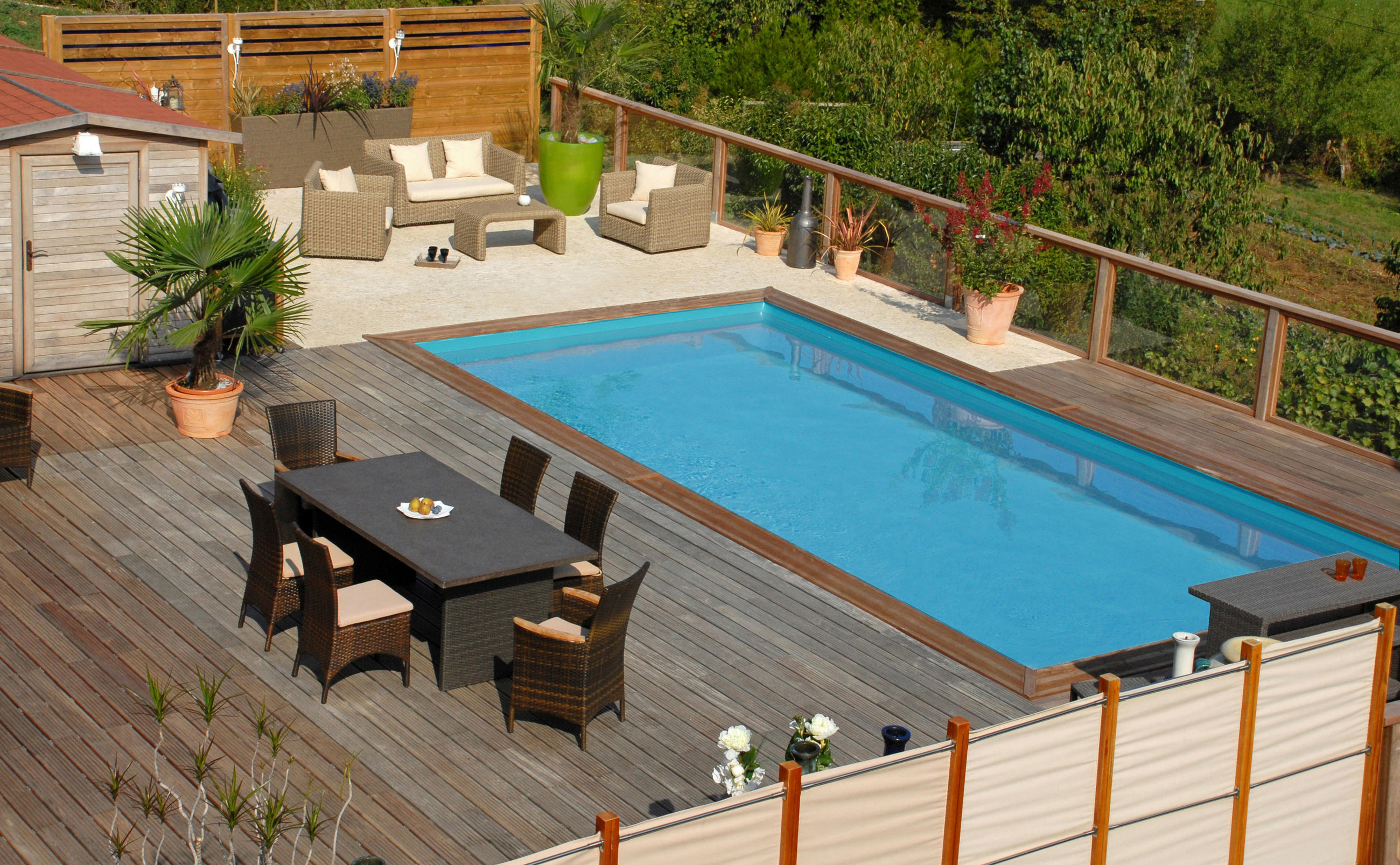 POOL-SET 2024 620/420/133 cm  - Kieferfarben, KONVENTIONELL, Holz (620/420/133cm) - Gre