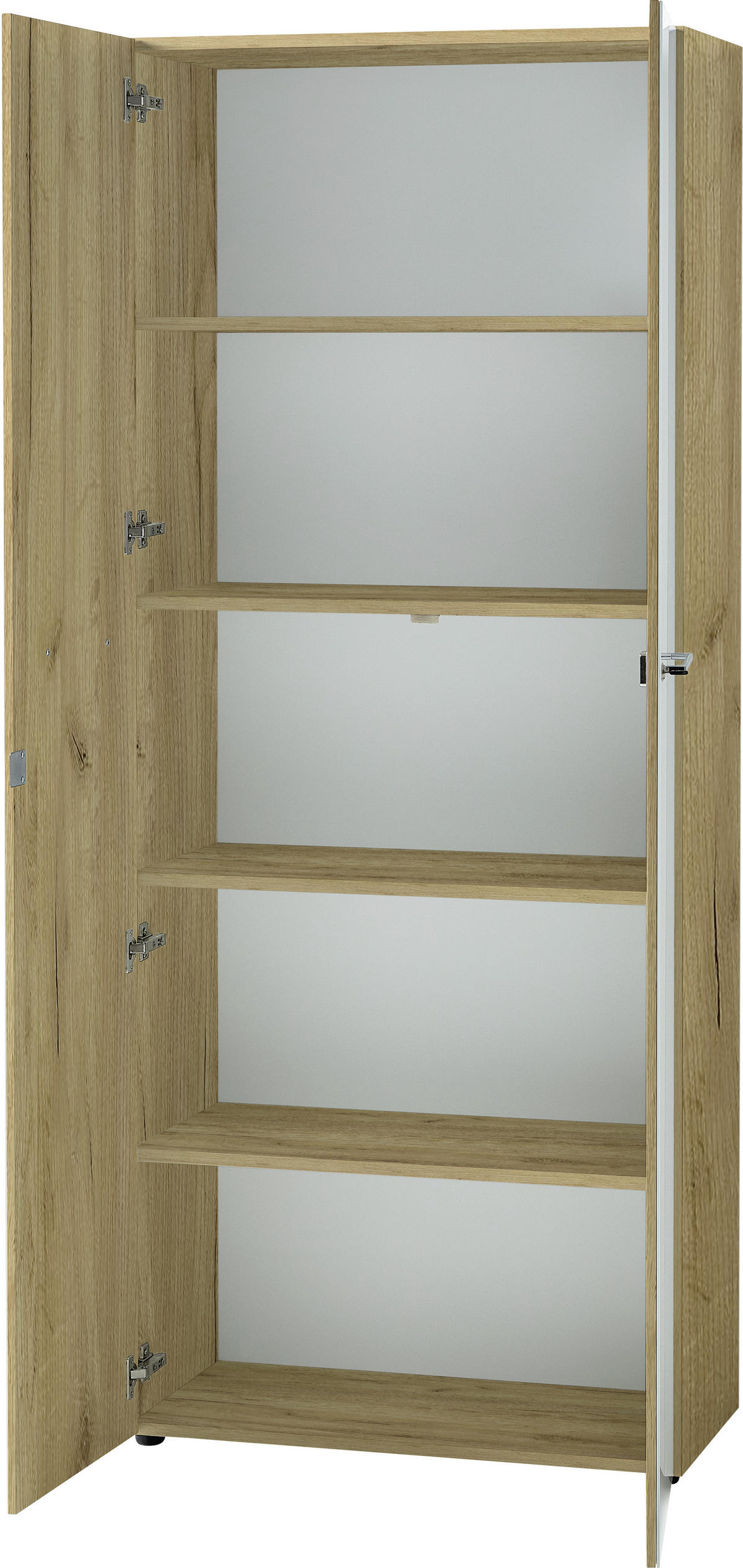 AKTENSCHRANK 80/196/37 cm  - Weiss/Eichefarben, Modern, Glas/Holzwerkstoff (80/196/37cm) - Germania