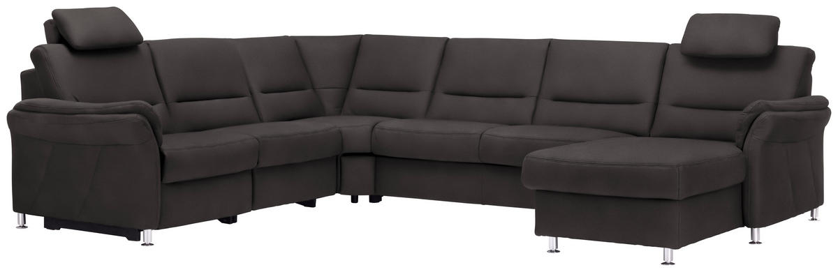 WOHNLANDSCHAFT in Mikrofaser Anthrazit  - Anthrazit/Alufarben, Konventionell, Textil/Metall (262/335/173cm) - Beldomo System
