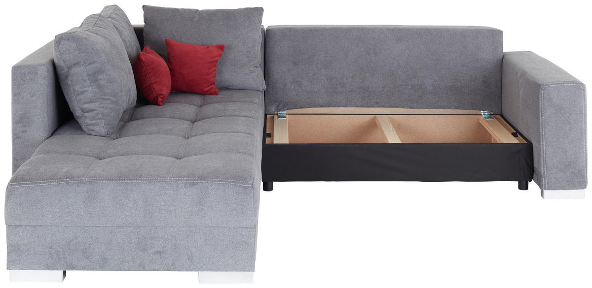 ECKSOFA Anthrazit Webstoff  - Chromfarben/Beere, Design, Kunststoff/Textil (260/218cm) - P & B