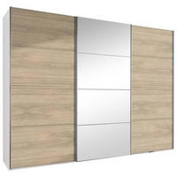 SCHWEBETÜRENSCHRANK 270/210/65 cm 3-türig Weiß, Eichefarben, Hickory  - Eichefarben/Alufarben, Design, Glas/Holzwerkstoff (270/210/65cm) - Boxxx