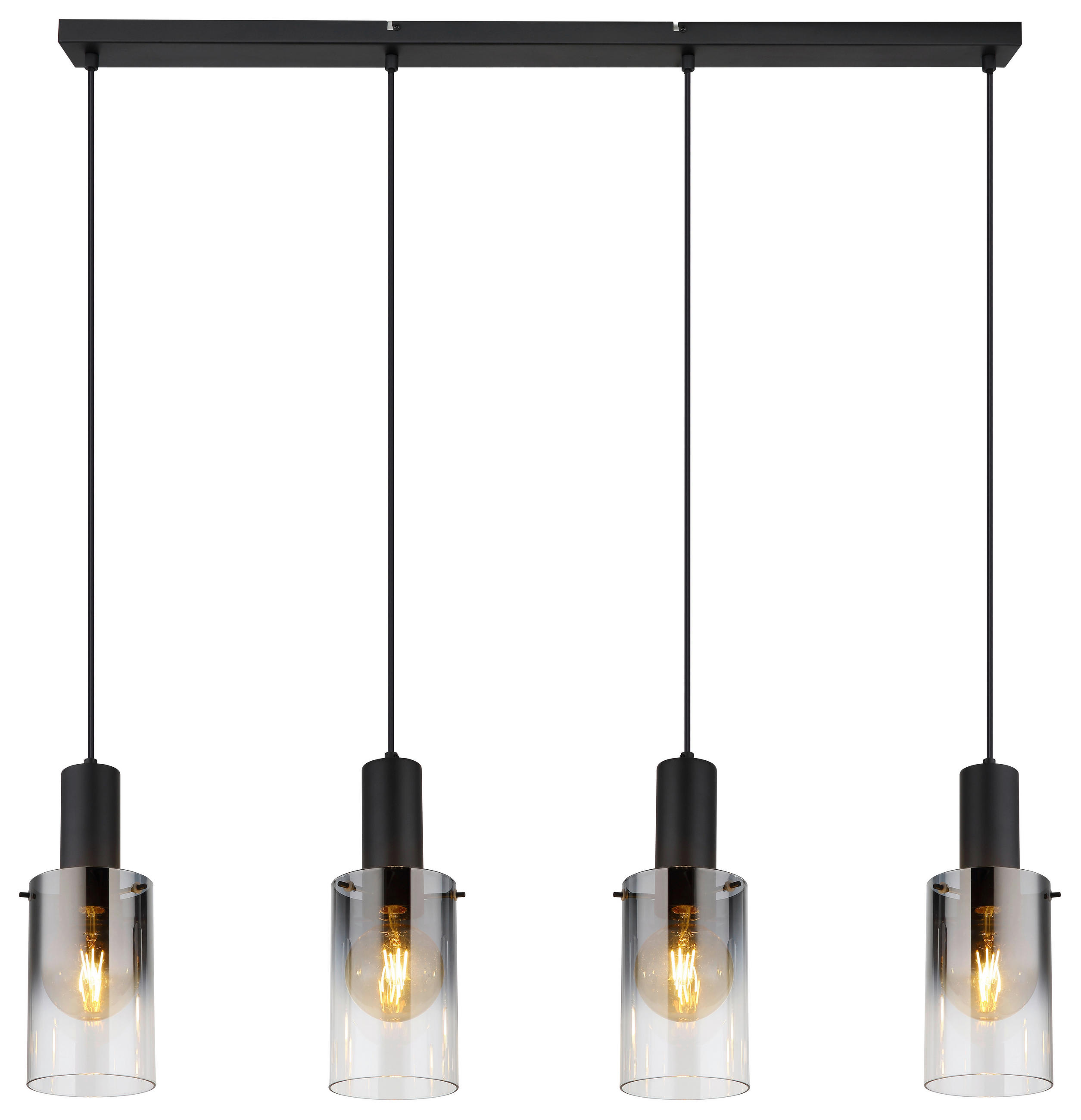 HÄNGELEUCHTE 102,5/12,5/150 cm - Klar/Schwarz, Design, Glas/Kunststoff (102,5/12,5/150cm) - Globo