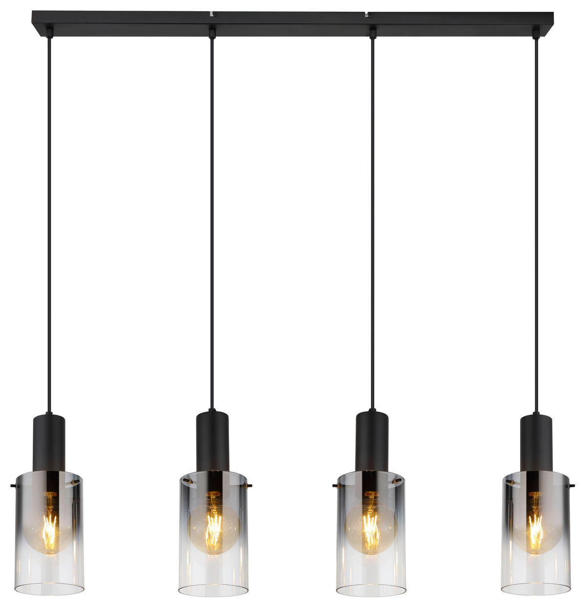 HÄNGELEUCHTE 102,5/12,5/150 cm    - Klar/Schwarz, Design, Glas/Kunststoff (102,5/12,5/150cm) - Globo